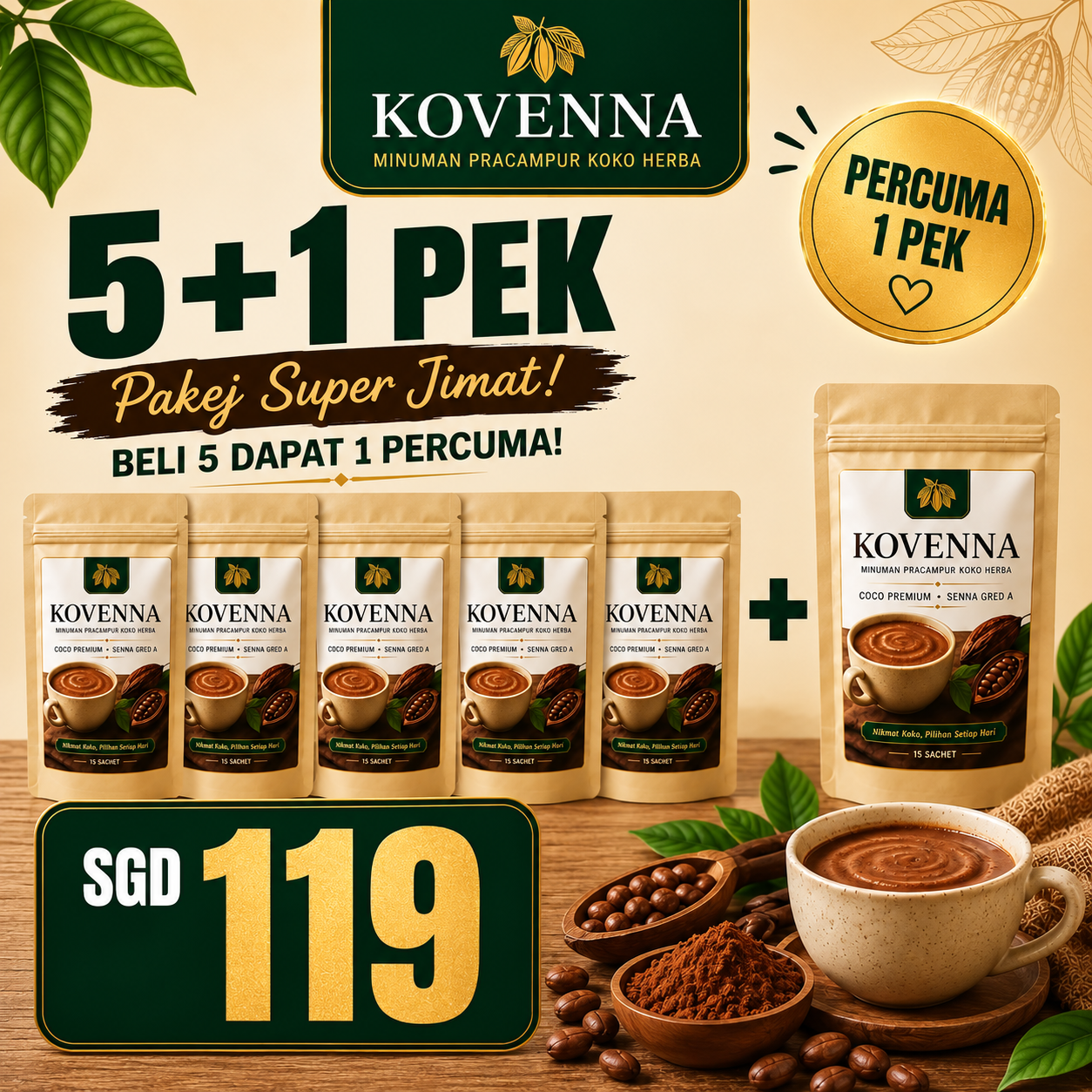 Pakej Super Jimat Kovenna 5 pek dan percuma 1 pek